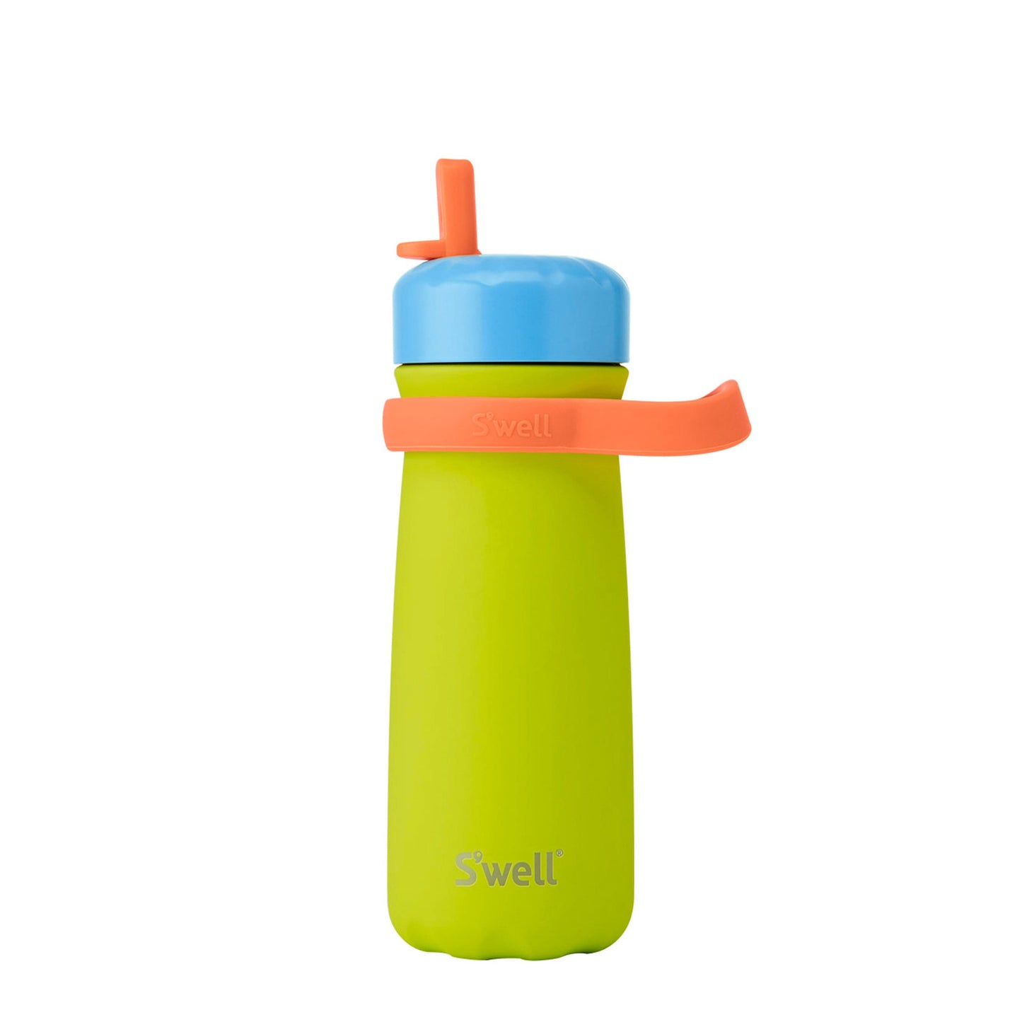traveler-with-flip-straw-lid-16oz-k5 Swell-Kids-Water-Bottle-Traveler-16oz-Lime-Sherbet-Front-Lid-Up.jpg